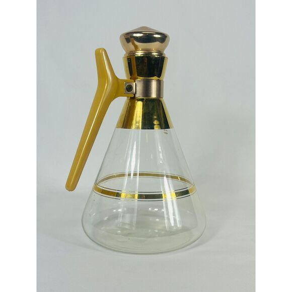 Source Unknown Other - MCM Empress Glass Coffee Pot Carafe 22 KT Gold Decoration Mid Century Pitcher